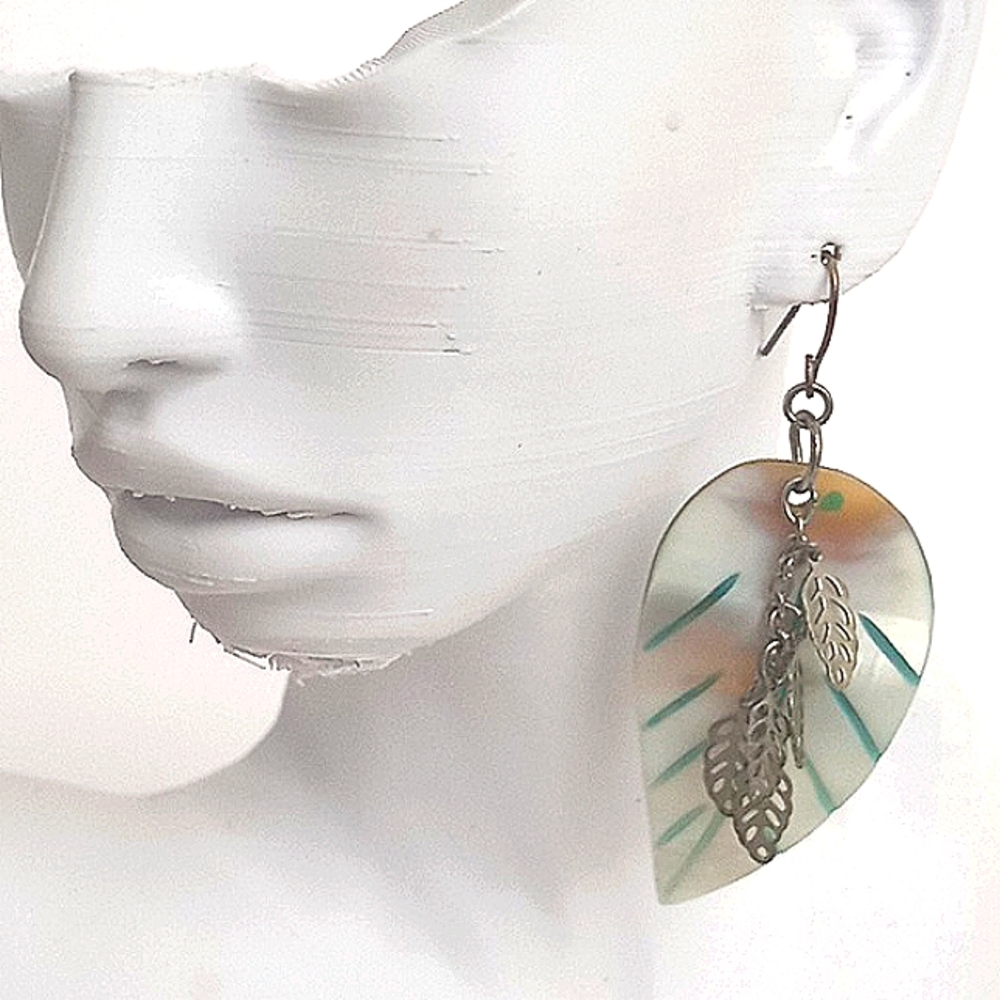 Shell & Feather Dangle Earrings